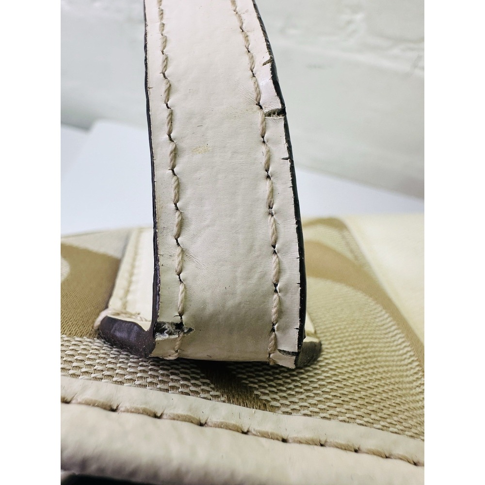 Coach Beige Signature Canvas and Patent Leather Kisslock Framed Carryall Tote - Picture 5 of 16